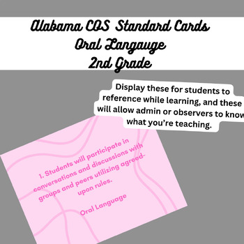 Preview of Alabama Oral Language 2nd Grade Standard Cards