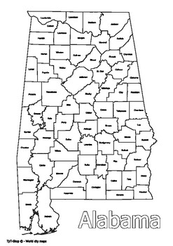Preview of Alabama State Map with Counties Coloring and Learning