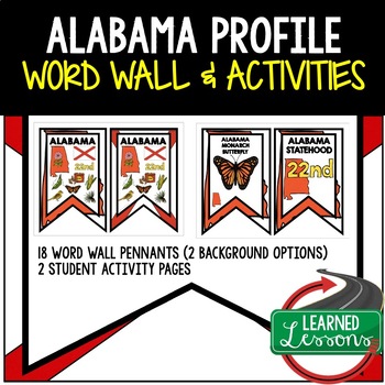 Preview of Alabama History Word Wall, State Profile, Alabama Activities US History Posters