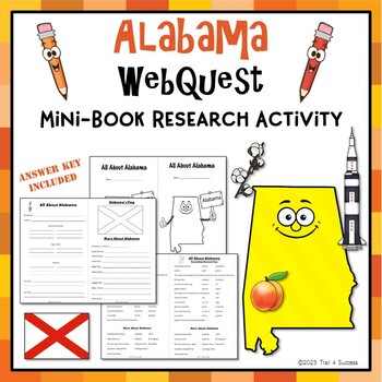 Preview of Alabama Webquest Worksheets Reading Research Mini Book Activity