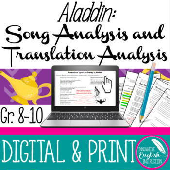 Preview of Aladdin Song Analysis from Film and Translation Analysis of Beginning of Text 