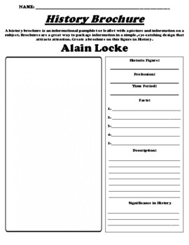 Preview of Alain Locke "History Brochure" Worksheet & WebQuest