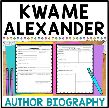 Preview of Kwame Alexander Author Biography Research Outline Crossover Solo Rebound