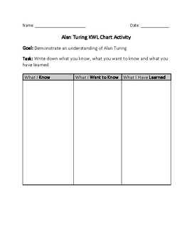 Preview of Alan Turing KWL Chart Activity