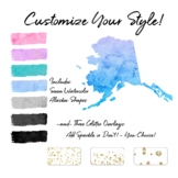 Alaska State Glitter and Watercolor Digital Clipart Pack