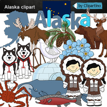 Alaska clipart-Alaska state symbols clip art by Clipartino | TPT