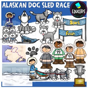 dog sled team clipart cute