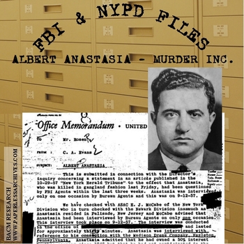 Preview of Albert Anastasia - Murder Inc. FBI, NYPD, Files