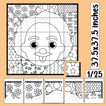 Preview of Albert Einstein Activities Pi Day Coloring Collaborative Poster Bulletin Board