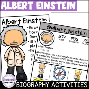Preview of Albert Einstein Biography Activities, Flip Book, & Report for Kindergarten & 1st