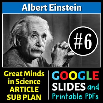 Preview of Albert Einstein - Science Article/Sub Plan #6 | Printable & Distance Learning