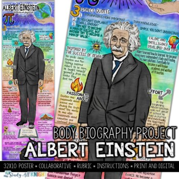 Preview of Albert Einstein, Pi Day, Physicist, Body Biography Project