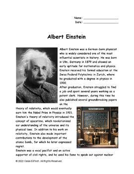 Preview of Albert Einstein Worksheet!