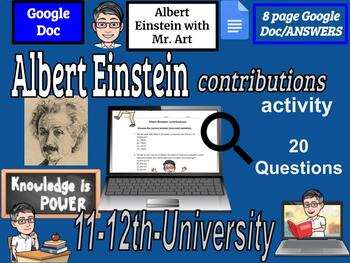 Preview of Albert Einstein contributions - 11th/12th/university - 20 Questions Answers 8pgs