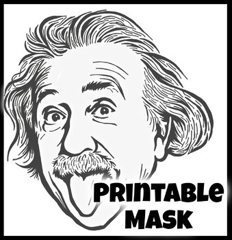 Preview of Albert Einstein mask, quotes and misquotes, Pi Day library display or Halloweeen