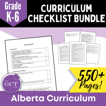 Preview of Alberta Elementary Curriculum Checklists (K-6) w/ NEW 2023 Curriculum