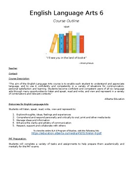 Preview of Alberta English Language Arts 6 - Course Outline/Syllabus