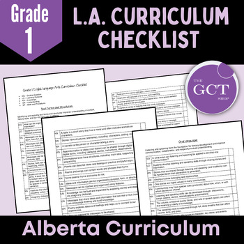 Preview of Alberta Grade 1 Language Arts New 2022 Curriculum Checklist 