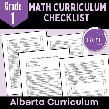 Preview of Alberta Grade 1 Math New 2022 Curriculum Checklist 