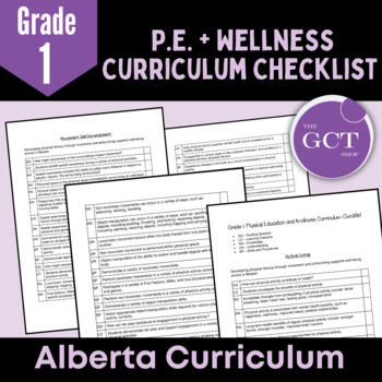 Preview of Alberta Grade 1 Phys. Ed. and Wellness New 2022 Curriculum Checklist 