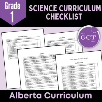 Preview of Alberta Grade 1 Science Curriculum Checklist NEW 2023 CURRICULUM