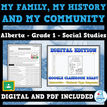 Preview of Alberta Grade 1 Social Studies 1.2 - My Family, My History & My Community