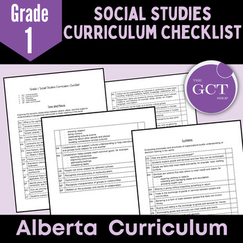 Preview of Alberta Grade 1 Social Studies Curriculum Checklist 