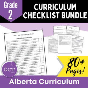 Preview of Alberta Grade 2 Curriculum Checklists Bundle w/ NEW 2022 Curriculum