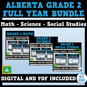 Preview of Alberta - Grade 2 Full Year Bundle - Math - Science - Social Studies