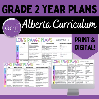 Preview of Alberta Grade 2 Long Range/Year Plans w/ NEW 2023 Curriculum