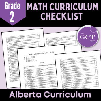 Preview of Alberta Grade 2 Math New 2022 Curriculum Checklists 