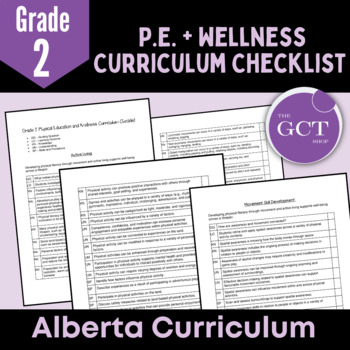 Preview of Alberta Grade 2 Phys. Ed + Wellness New 2022 Curriculum Checklist