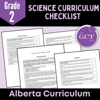 Preview of Alberta Grade 2 Science Curriculum Checklist NEW 2023 CURRICULUM