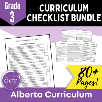 Preview of Alberta Grade 3 Curriculum Checklists Bundle w/ NEW 2022 Curriculum