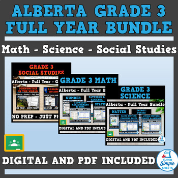 Preview of Alberta - Grade 3 Full Year Bundle - Math - Science - Social Studies