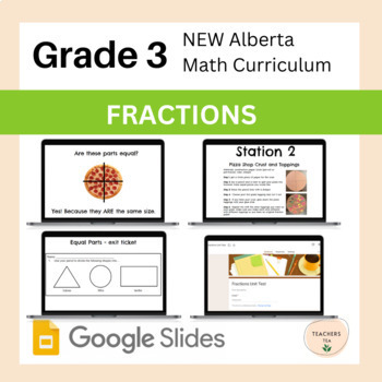 Preview of Alberta Grade 3 Math - FRACTIONS- Mini Lessons and Hands on Learning Centres