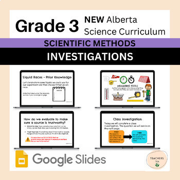 Preview of Alberta Grade 3 New Science Curriculum - SCIENTIFIC METHODS - Investigations