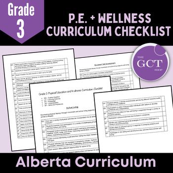 Preview of Alberta Grade 3 Phys. Ed + Wellness New 2022 Curriculum Checklist 