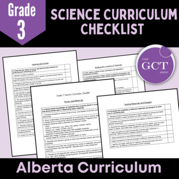 Preview of Alberta Grade 3 Science Curriculum Checklist NEW 2023 Curriculum
