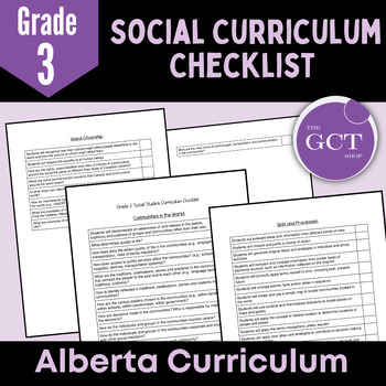 Preview of Alberta Grade 3 Social Studies Curriculum Checklist 