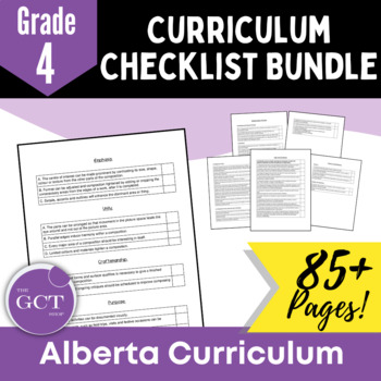 Preview of Alberta Grade 4 Curriculum Checklists Bundle w/ NEW 2022 Curriculum