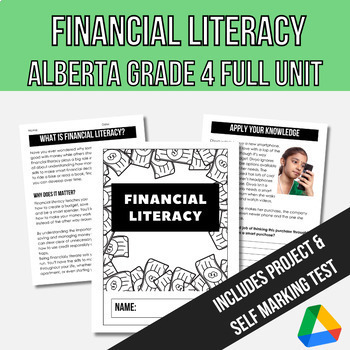 Preview of Alberta Grade 4 - Financial Literacy Unit (No Prep - New Health Curriculum)