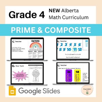 Preview of Alberta Grade 4 Math - Prime and Composite Numbers- Google Slides COMPLETE UNIT