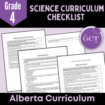 Preview of Alberta Grade 4 Science Curriculum Checklist NEW 2023 Curriculum