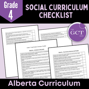 Preview of Alberta Grade 4 Social Studies Curriculum Checklist