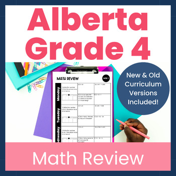 Preview of Alberta Grade 4 New Math Curriculum Review Worksheets - End of the Year Activity