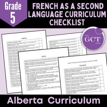 Preview of Alberta Grade 5 French as a Second Language Curriculum Checklist 