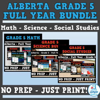 Preview of Alberta - Grade 5 Full Year Bundle - Math - Science - Social Studies