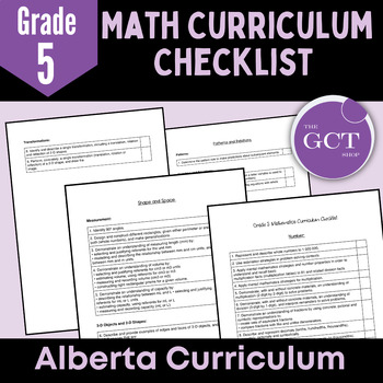 Preview of Alberta Grade 5 Math NEW 2022 Curriculum Checklist 