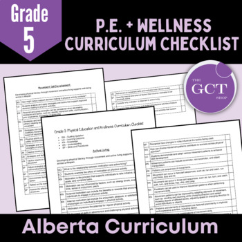 Preview of Alberta Grade 5 Phys. Ed + Wellness  New 2022 Curriculum Checklist 